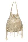 Shop_Tasna_Silver Cutdana And Pearl Tassel Potli _at_Aza_Fashions
