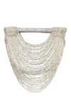 Tasna_Silver Cut Work, Sequins Cutdana Embellished Clutch Bag _Online_at_Aza_Fashions