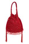 Shop_Tasna_Red Cutdana Tassel Potli Bag _at_Aza_Fashions