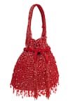 Shop_Tasna_Red Cutdana Tassel Potli Bag _Online_at_Aza_Fashions
