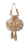 Shop_Tasna_Gold Cutdana Pearl Potli Bag _at_Aza_Fashions