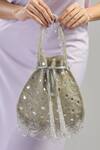 Buy_Tasna_Silver Cutdana Mirror Embellished Potli Bag _at_Aza_Fashions