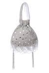 Tasna_Silver Cutdana Mirror Embellished Potli Bag _at_Aza_Fashions