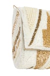 Tasna_Gold Pearl And White Cutdana Clutch Bag _Online_at_Aza_Fashions