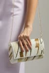 Tasna_Gold Pearl And White Cutdana Clutch Bag _at_Aza_Fashions