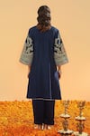 Shop_Sheetal Batra_Blue Bamboo, Silk, Chanderi Gota Patti, Kashmiri Tilli Choga Kurta Set _at_Aza_Fashions