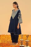 Shop_Sheetal Batra_Blue Bamboo, Silk, Chanderi Gota Patti, Kashmiri Tilli Choga Kurta Set _Online_at_Aza_Fashions