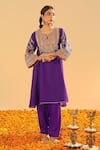 Buy_Sheetal Batra_Purple Satin, Silk, Chanderi, Bamboo Gota Designer Choga Kurta And Salwar Set _Online_at_Aza_Fashions