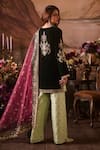 Shop_Lashkaraa_Black Velvet, Brocade, Chiffon Zari, Sequins, Embroidery Round Neck And Kurta Set_at_Aza_Fashions