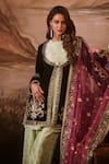 Shop_Lashkaraa_Black Velvet, Brocade, Chiffon Zari, Sequins, Embroidery Round Neck And Kurta Set_Online_at_Aza_Fashions