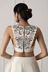 Shop_Neelu and Manvi_White Silk, Organza Embroidery V-neck Floral Lehenga Set _at_Aza_Fashions
