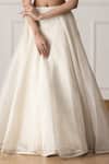 Neelu and Manvi_White Silk, Organza Embroidery V-neck Floral Lehenga Set _Online_at_Aza_Fashions