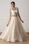 Buy_Neelu and Manvi_White Silk, Organza Embroidery V-neck Floral Lehenga Set _Online_at_Aza_Fashions