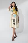 Buy_Neelu and Manvi_Off White Silk Embroidered Applique Collared Floral Midi Shirt Dress _at_Aza_Fashions