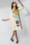 Shop_Neelu and Manvi_Off White Silk Embroidered Applique Collared Floral Midi Shirt Dress _Online_at_Aza_Fashions