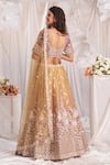 Shop_Samyukta Singhania_Rose Gold Lehenga And Blouse Tissue Embroidered Stone Leaf Floral Jaali Set _at_Aza_Fashions