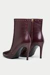 Oroh_Maroon Metallic Thread Stud Embellished Ankle Boots _Online_at_Aza_Fashions