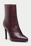 Buy_Oroh_Maroon Metallic Thread Stud Embellished Ankle Boots _Online_at_Aza_Fashions