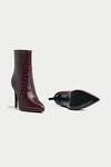 Oroh_Maroon Metallic Thread Stud Embellished Ankle Boots _at_Aza_Fashions