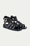 Buy_Oroh_Black Metallic Thread, Studs Embellished Gladiator Sandals _at_Aza_Fashions