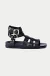 Oroh_Black Metallic Thread, Studs Embellished Gladiator Sandals _Online_at_Aza_Fashions