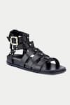 Buy_Oroh_Black Metallic Thread, Studs Embellished Gladiator Sandals _Online_at_Aza_Fashions