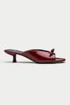 Oroh_Maroon Bows Embellished Peep-toe Mules _at_Aza_Fashions