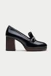 Oroh_Black Buckles Chunky Loafer Heels _at_Aza_Fashions
