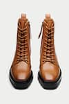 Shop_Oroh_Brown Tan Lace Up Ankle Boots _at_Aza_Fashions