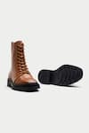 Oroh_Brown Tan Lace Up Ankle Boots _at_Aza_Fashions