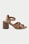 Oroh_Brown Tan Criss Cross Block Heel Sandals _Online_at_Aza_Fashions