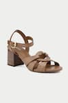 Buy_Oroh_Brown Tan Criss Cross Block Heel Sandals _Online_at_Aza_Fashions