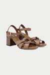 Shop_Oroh_Brown Tan Criss Cross Block Heel Sandals _Online_at_Aza_Fashions
