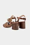Oroh_Brown Tan Criss Cross Block Heel Sandals _at_Aza_Fashions