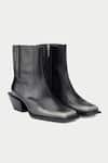 Buy_Oroh_Black Grey And Pointed Toe Ankle Boots _at_Aza_Fashions