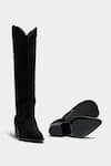 Oroh_Black Suede Knee High Boots _at_Aza_Fashions