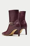 Oroh_Maroon Buckles Metal Ankle Boots _Online_at_Aza_Fashions