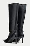 Oroh_Black Buckles Tapered Toe Knee High Boots _Online_at_Aza_Fashions