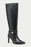 Buy_Oroh_Black Buckles Tapered Toe Knee High Boots _Online_at_Aza_Fashions