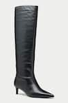 Oroh_Black Genuine Leather Pointed Toe Boots _at_Aza_Fashions