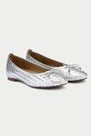 Buy_OROH_Silver Woven Ballerinas With Bow Tassel _at_Aza_Fashions