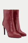 Buy_OROH_Maroon Studs Studded Ankle Boots _at_Aza_Fashions
