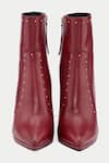 Shop_OROH_Maroon Studs Studded Ankle Boots _at_Aza_Fashions