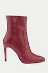 OROH_Maroon Studs Studded Ankle Boots _Online_at_Aza_Fashions