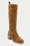 Buy_OROH_Brown Stitchline Thread Tan Embroidered Boots _Online_at_Aza_Fashions