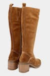 OROH_Brown Stitchline Thread Tan Embroidered Boots _at_Aza_Fashions