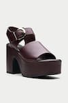 Buy_OROH_Maroon Genuine Leather Platform Heels _Online_at_Aza_Fashions