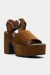 Oroh_Brown Buckles Strappy Platform Sandals _Online_at_Aza_Fashions