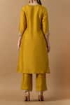 Shop_Samyukta Singhania_Yellow Silk, Organza Embroidery, Lace Floral Thread Straight Kurta And Pant Set _at_Aza_Fashions