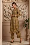Buy_Samyukta Singhania_Yellow Muslin V-neck Printed Kurta And Pant Set_Online_at_Aza_Fashions